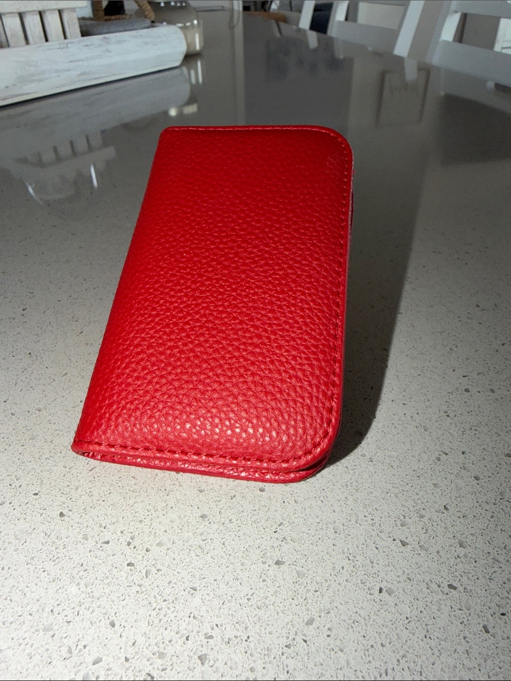Buxton Red Pebbled Leather Wallet Case